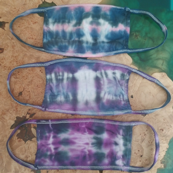 Tie dye cotton face masks 3 PACK NWOT - Picture 3 of 6